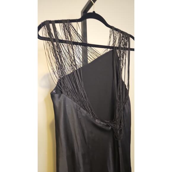 Max Mara Elegant Black Fringe-String One-Shoulder Dress Women’s 4 NWT - Picture 7 of 12